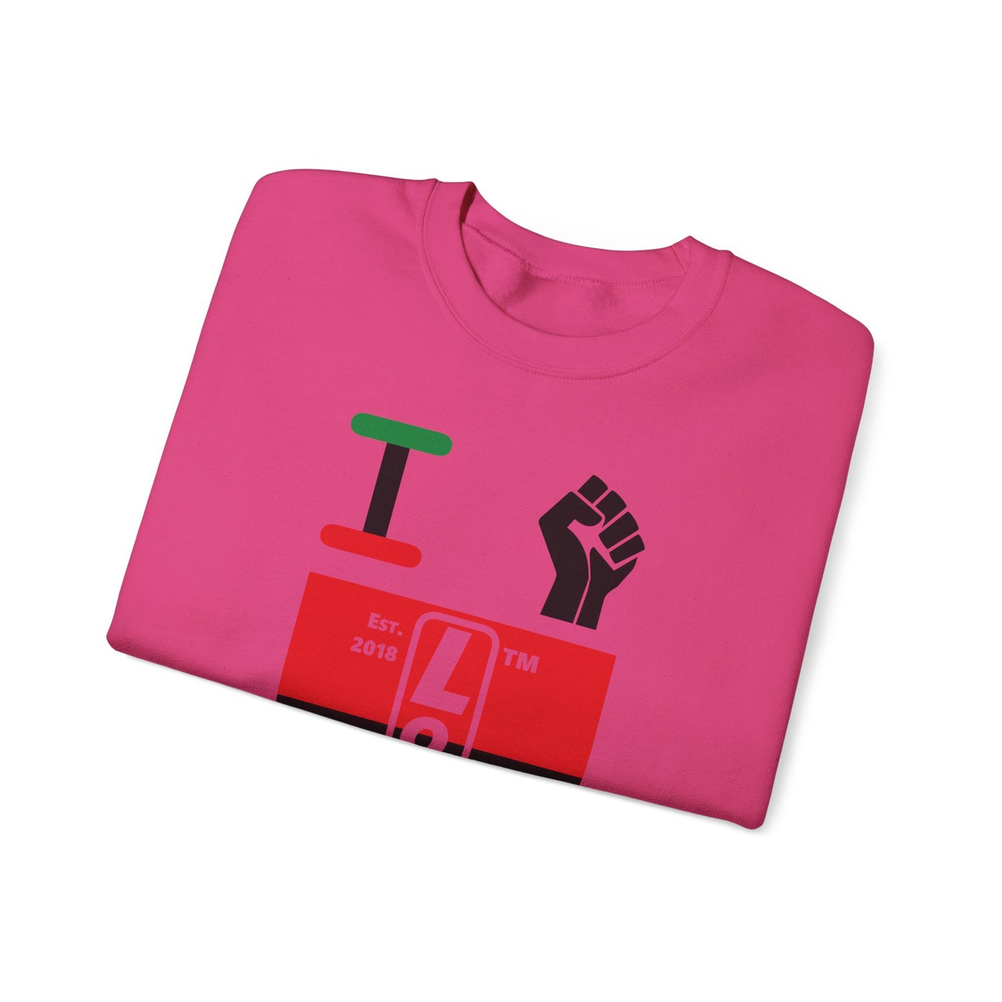 I Fist LongD negative horizontal 3-striped tag upright logo crewneck sweatshirt