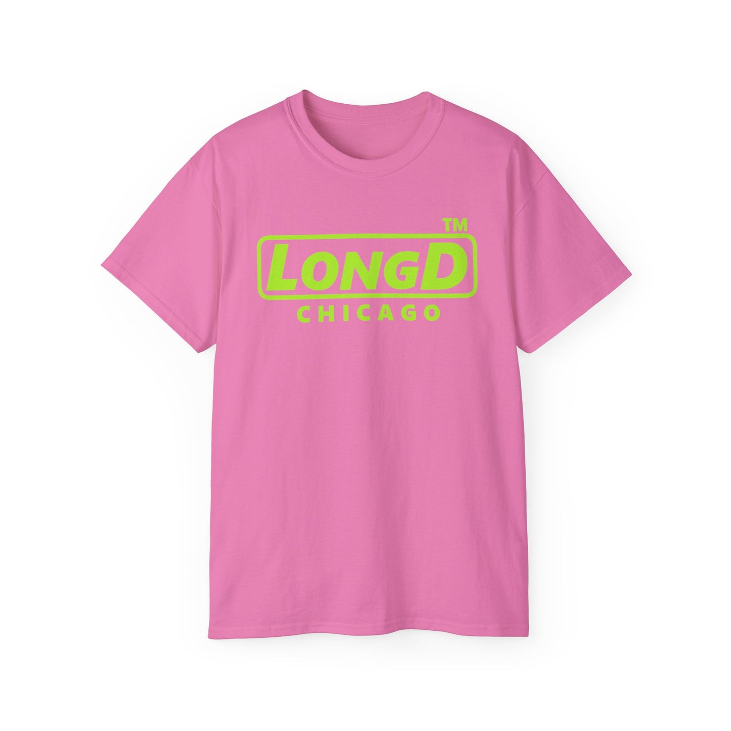 LongD® positive lime green Chicago Logo Cotton Tee