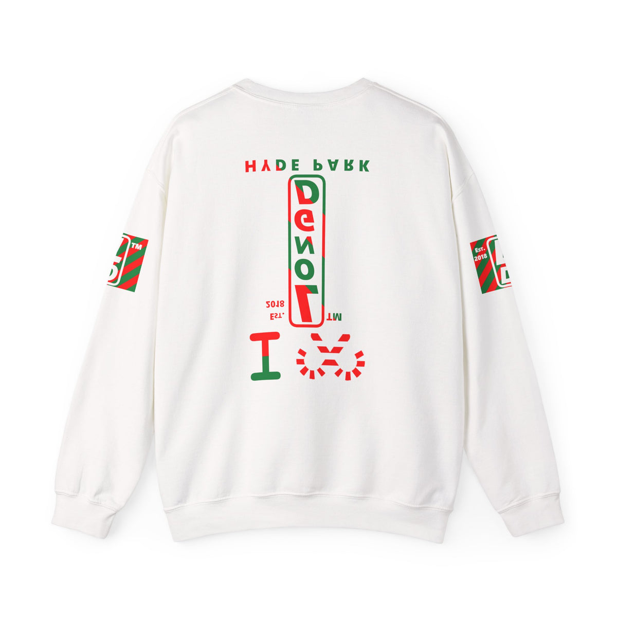 I candy cane LongD Hyde Park positive upright pixel-weighted 4-striped 4-print logo crewneck sweatshirt