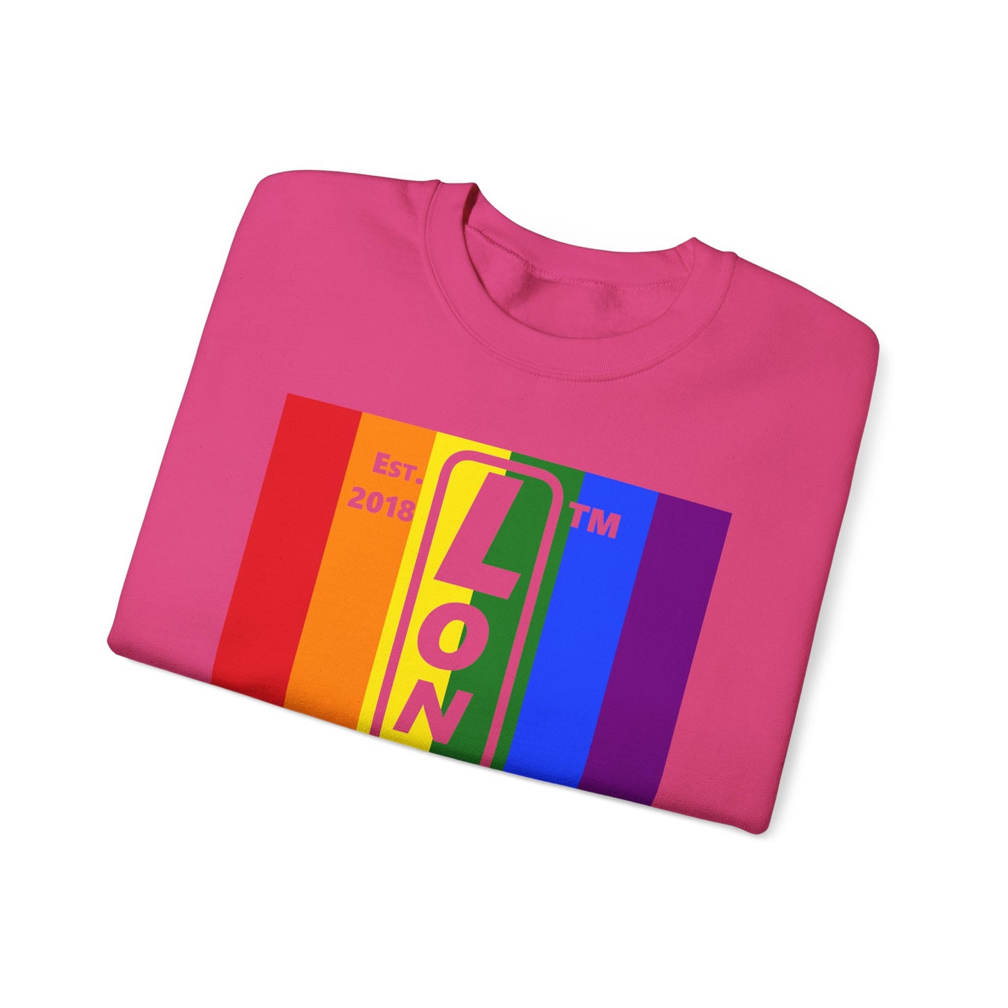 LongD negative cropped flag Chicago upright logo crewneck sweatshirt (Pride colors)