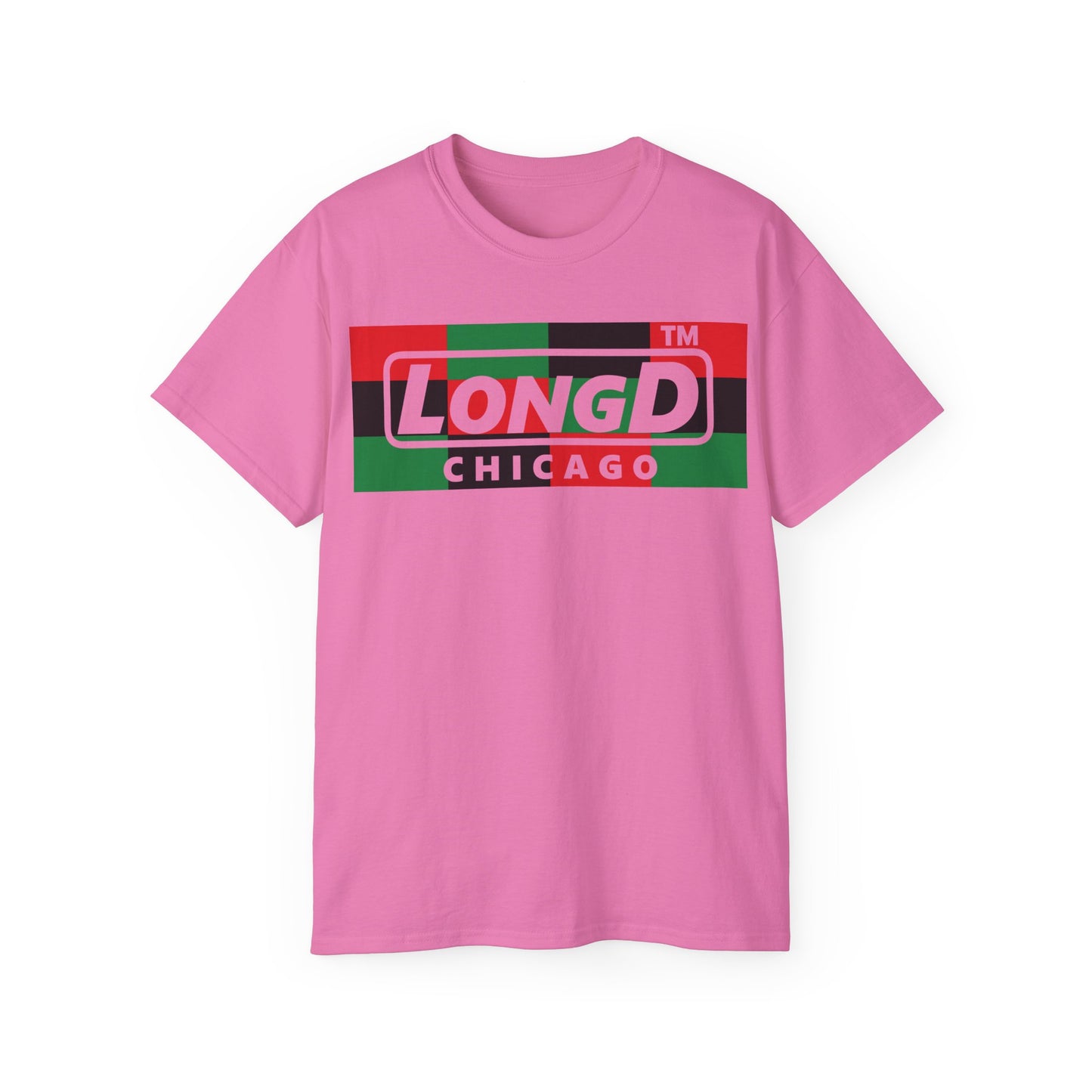 LongD negative 3x4 Chicago logo cotton tee (Juneteenth colors)