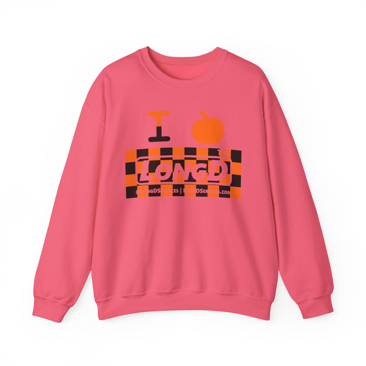 I pumpkin LongD Tag-domain negative checkered logo crewneck sweatshirt