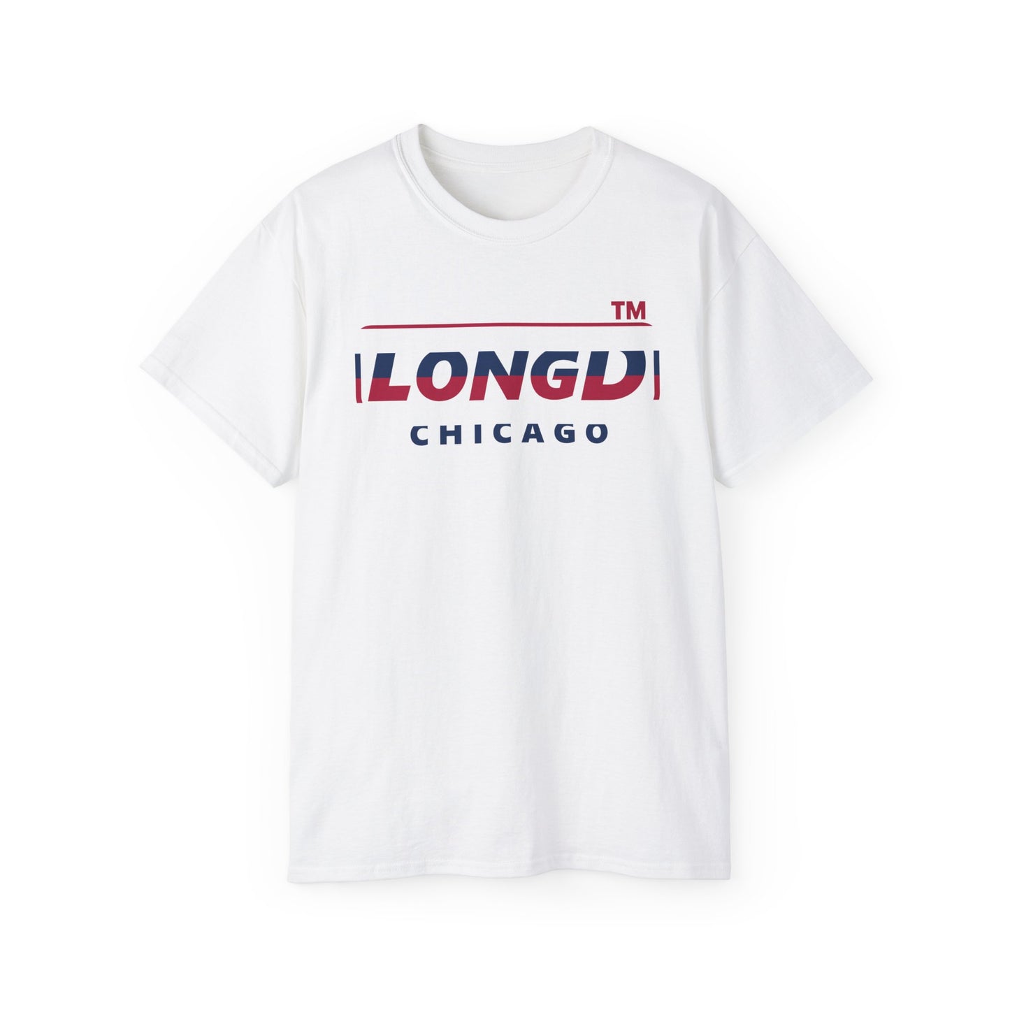 LongD positive horizontal 6-striped Chicago logo cotton tee (patriotic colors)