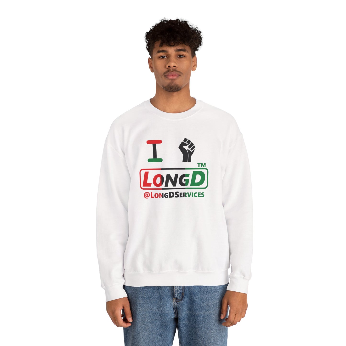 I fist LongD positive vertical 3-striped tag logo crewneck sweatshirt
