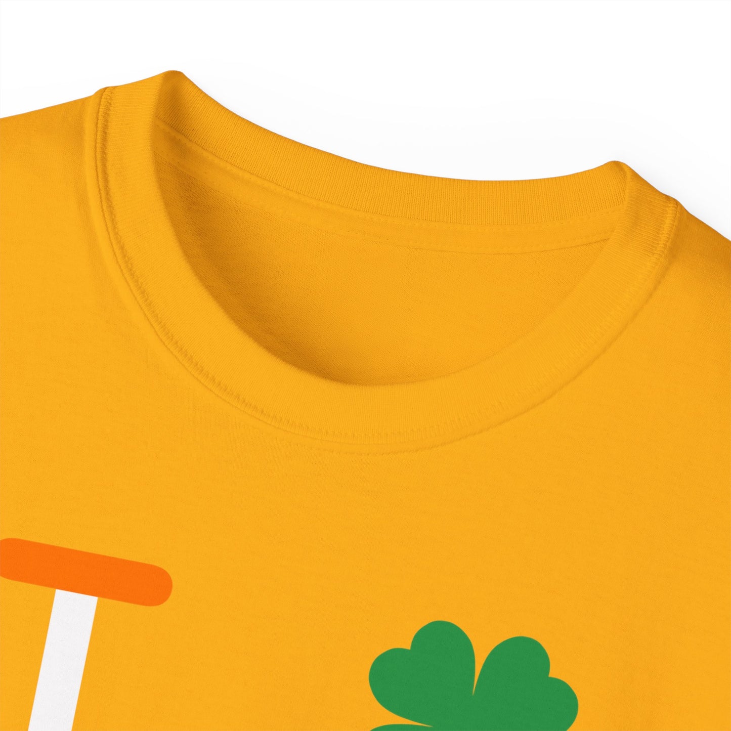 I Clover LongD® Logo Cotton Tee (St. Patrick's Day -Irish Green, White and Irish Orange negative thirds with 4-leaf clover)