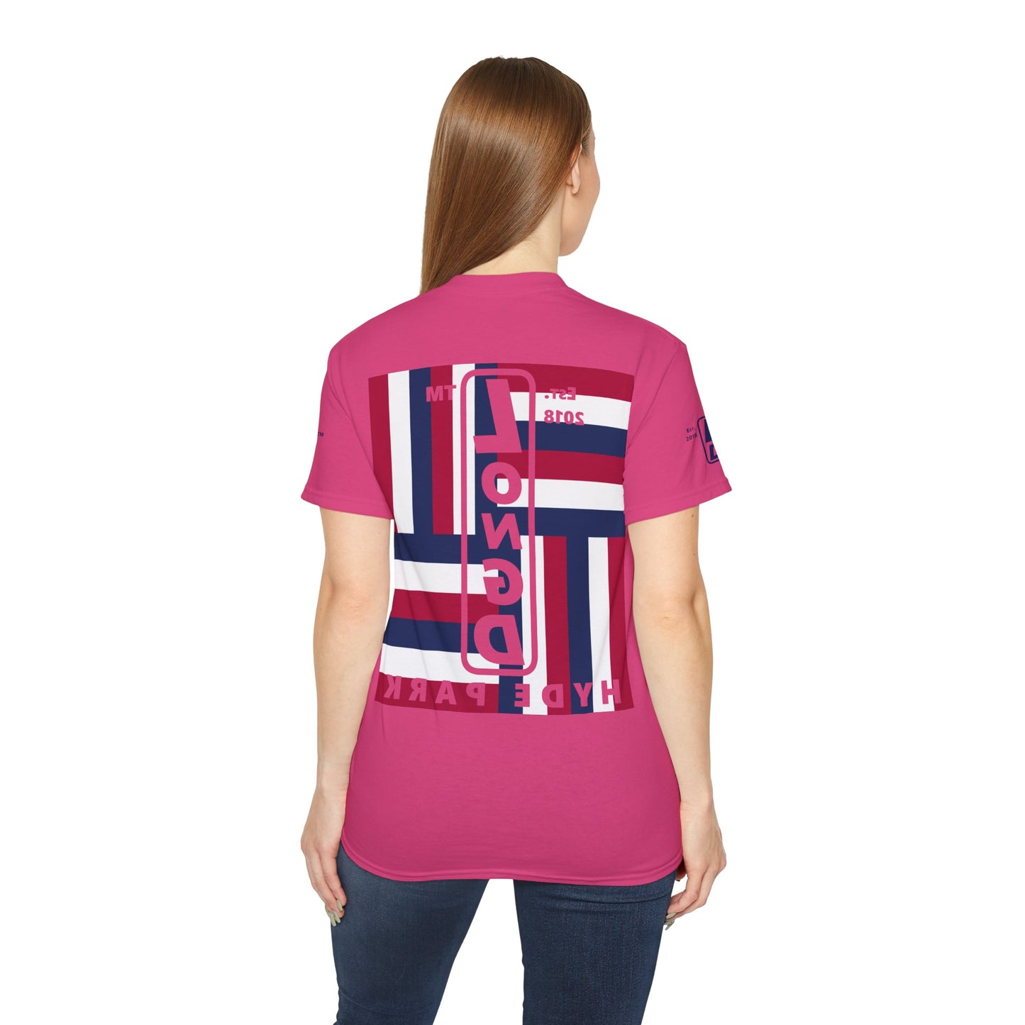 LongD cotton tee negative windmill 4-print Hyde Park upright logo (Patriotic colors)