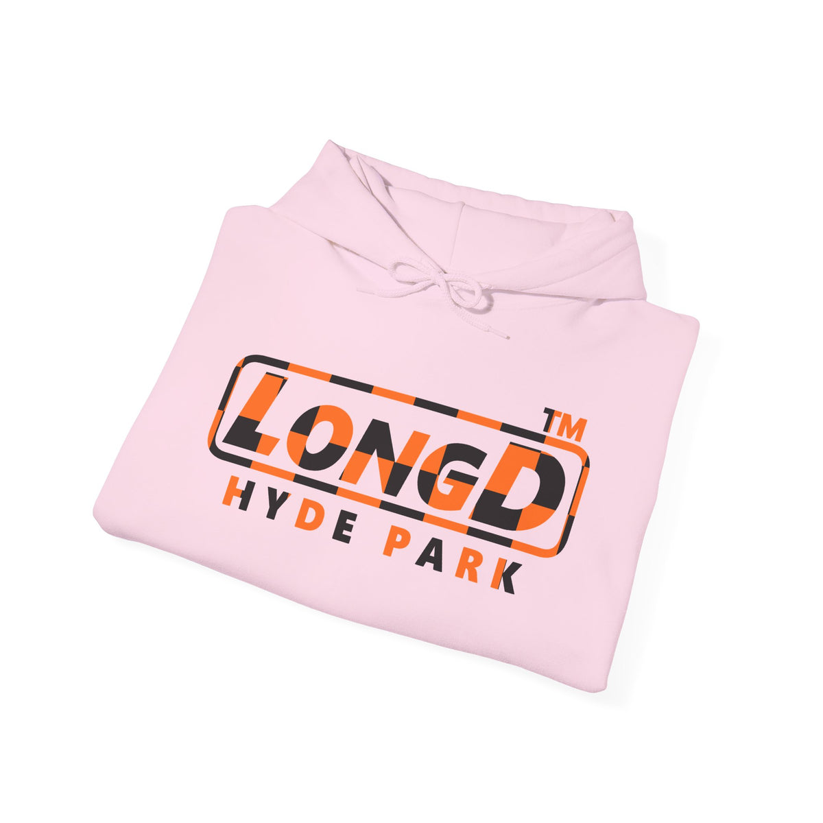 LongD Hyde Park positive checkered logo (Halloween colors) hoodie