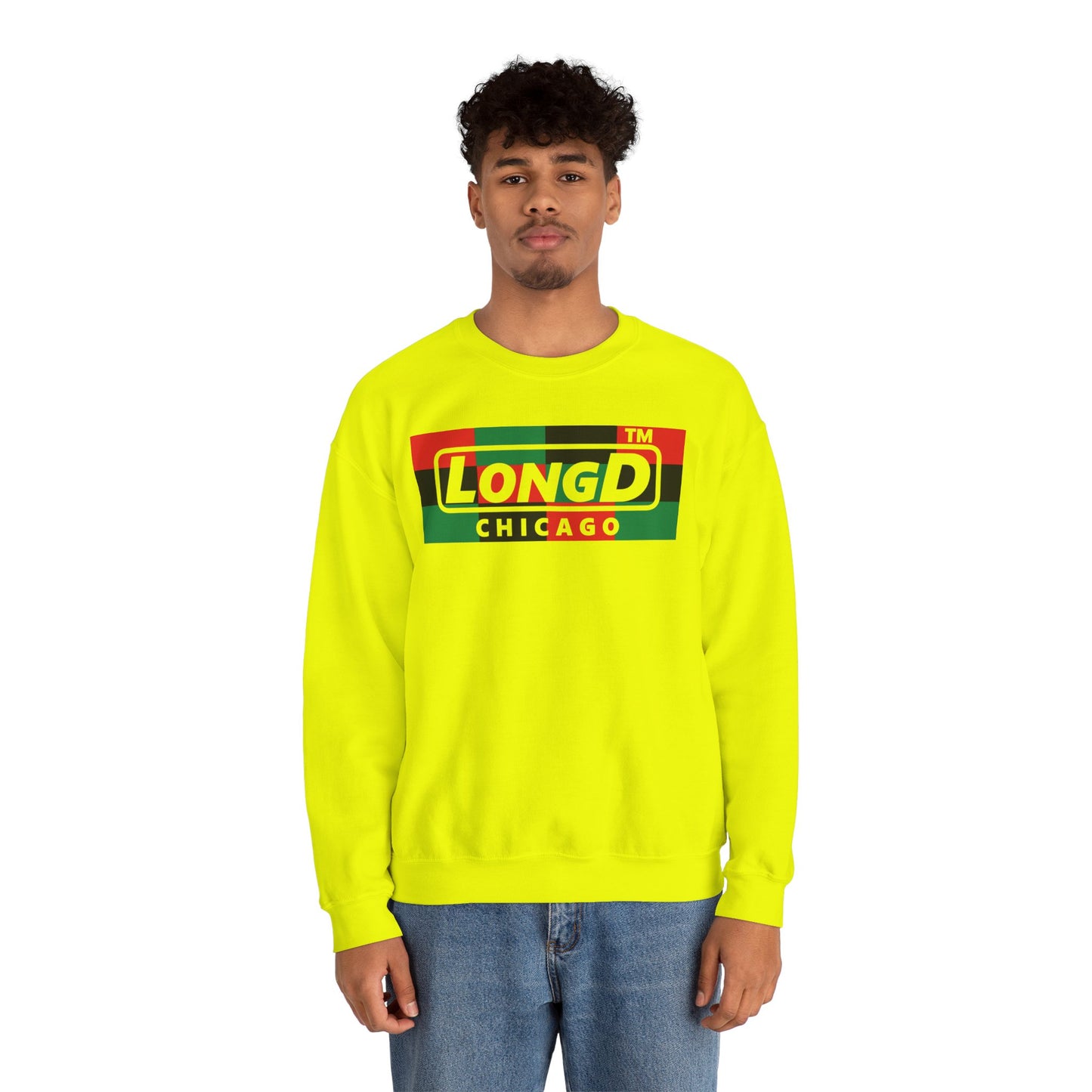 LongD negative 3x4 Chicago logo crewneck sweatshirt (Juneteenth colors)