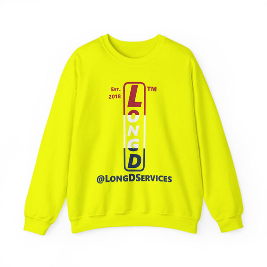 LongD positive horizontal 3-striped tag upright logo crewneck sweatshirt (patriotic colors)