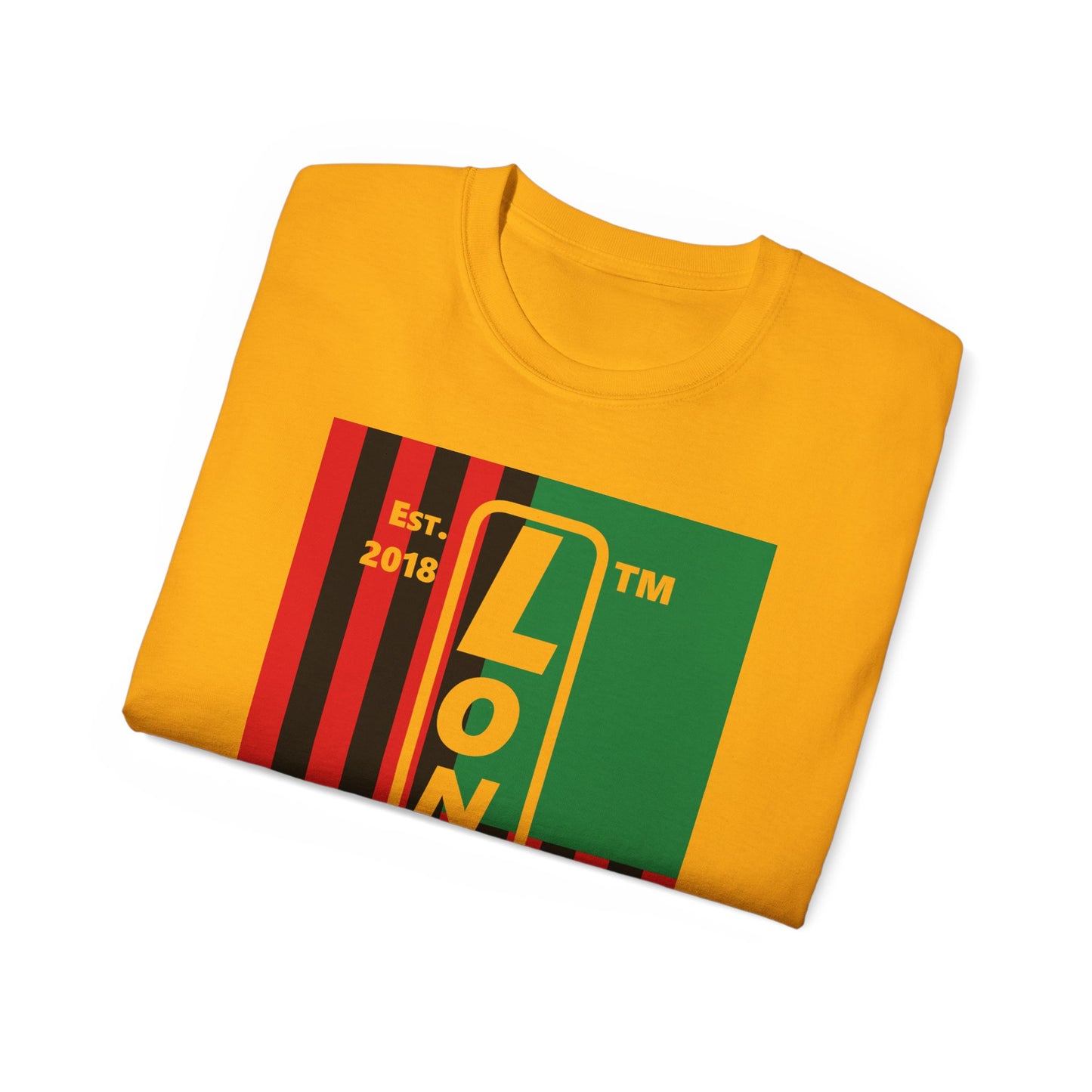 LongD Cotton Tee negative flag Chicago upright logo (Juneteenth colors)