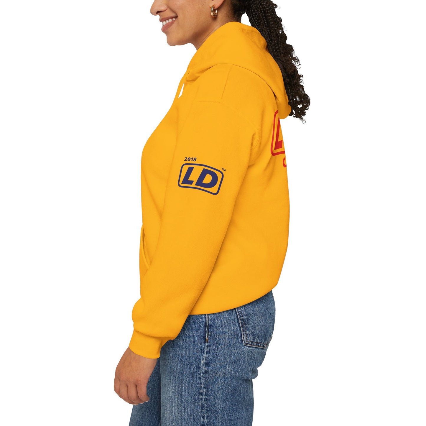 LongD® positive vertical 3-striped 4-print single-breasted Chicago logo Hoodie (Juneteenth colors)
