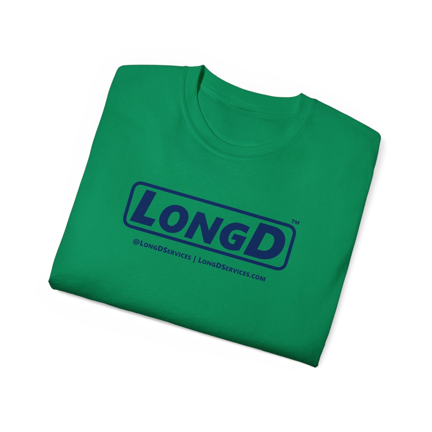 LongD® Logo Cotton Tee (Mardi Gras colored shirts with blue text)
