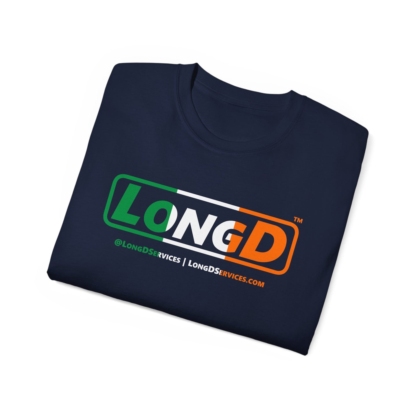 LongD® Logo Cotton Tee (St. Patrick's Day -Irish Green, White and Irish Orange thirds)