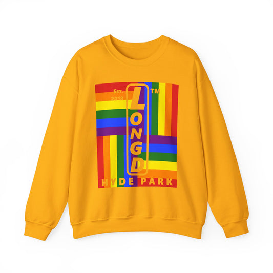 LongD negative windmill Hyde Park upright logo crewneck sweatshirt (Pride colors)