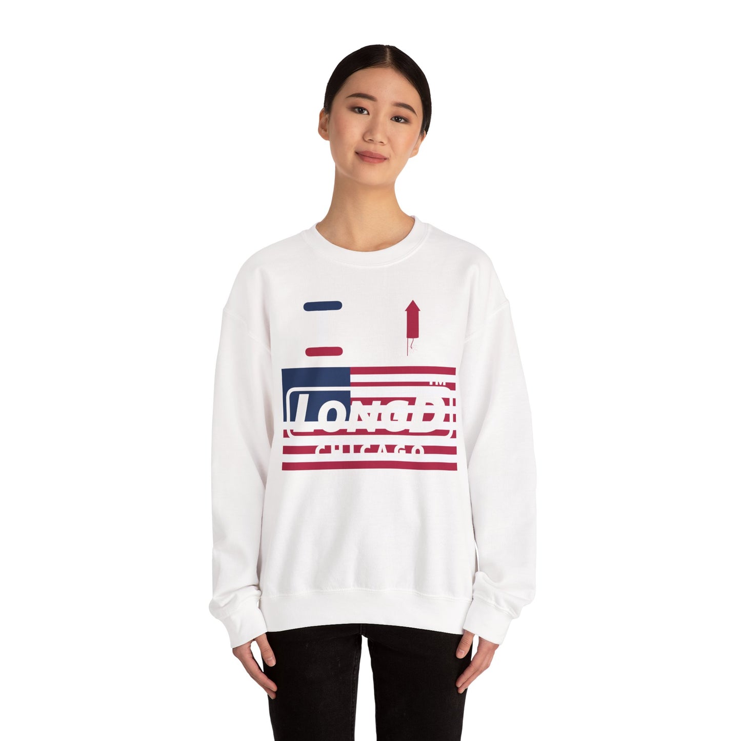 I firecracker LongD negative flag Chicago logo crewneck sweatshirt