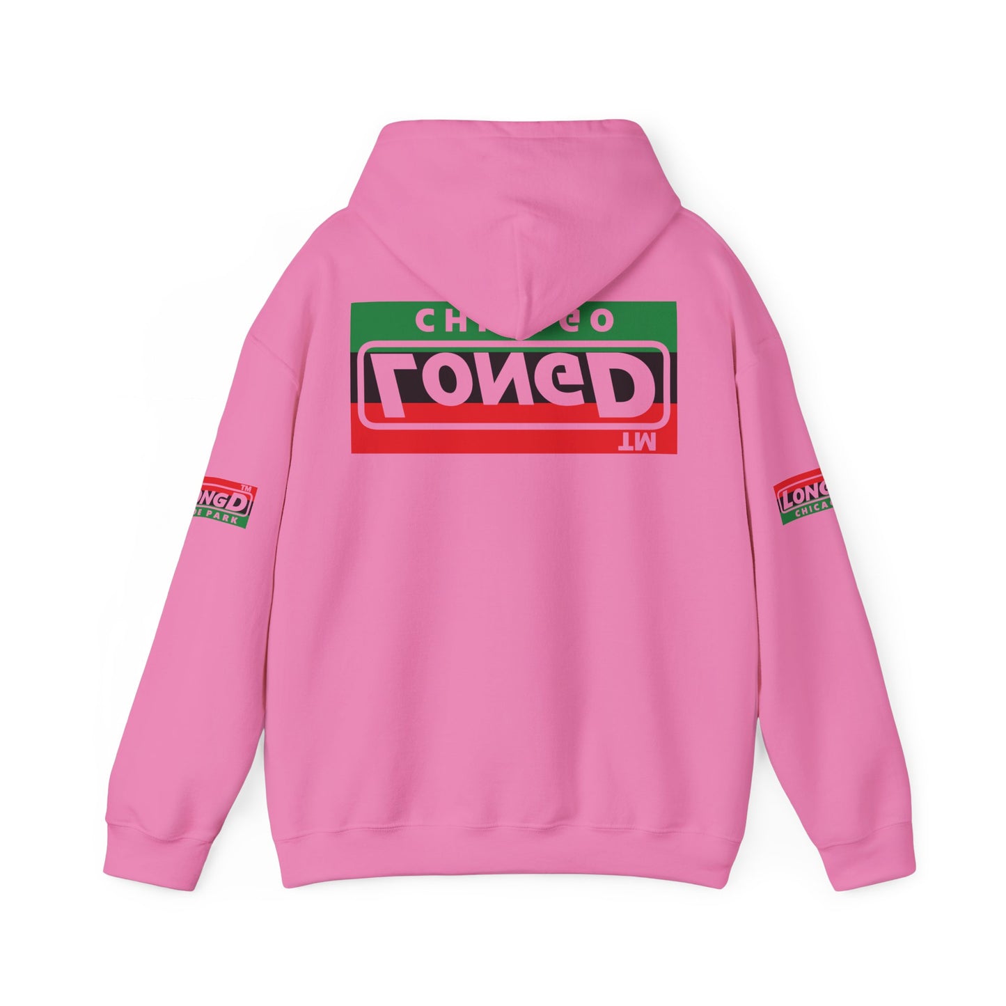 LongD® basic official Chicago 4-print flipped-back logo Hoodie (Juneteenth colors)