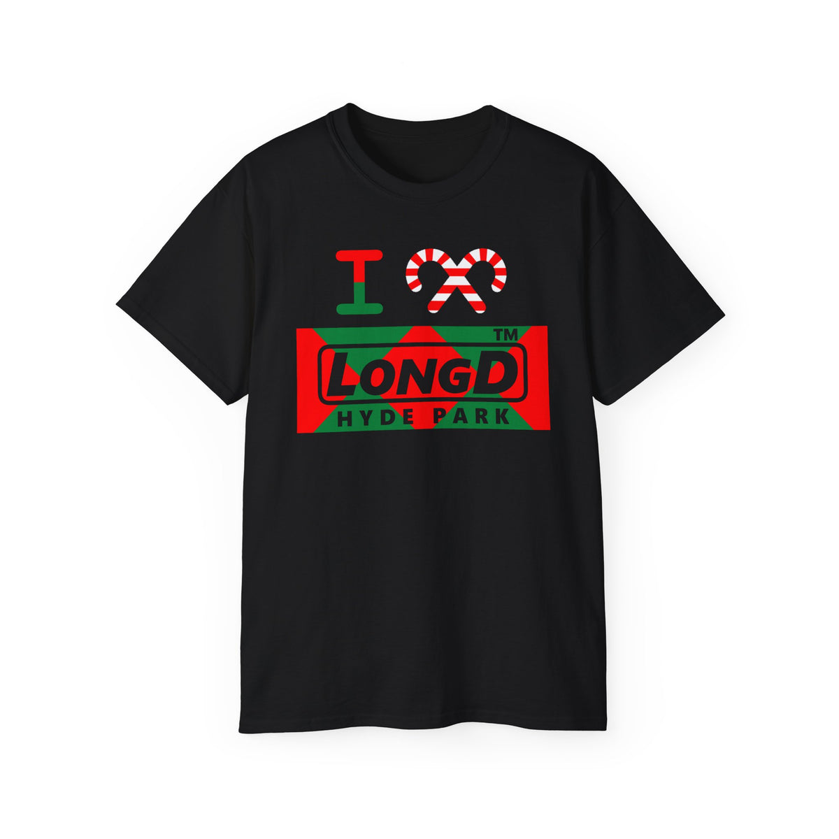 I candy cane LongD Hyde Park negative big argyle logo cotton tee