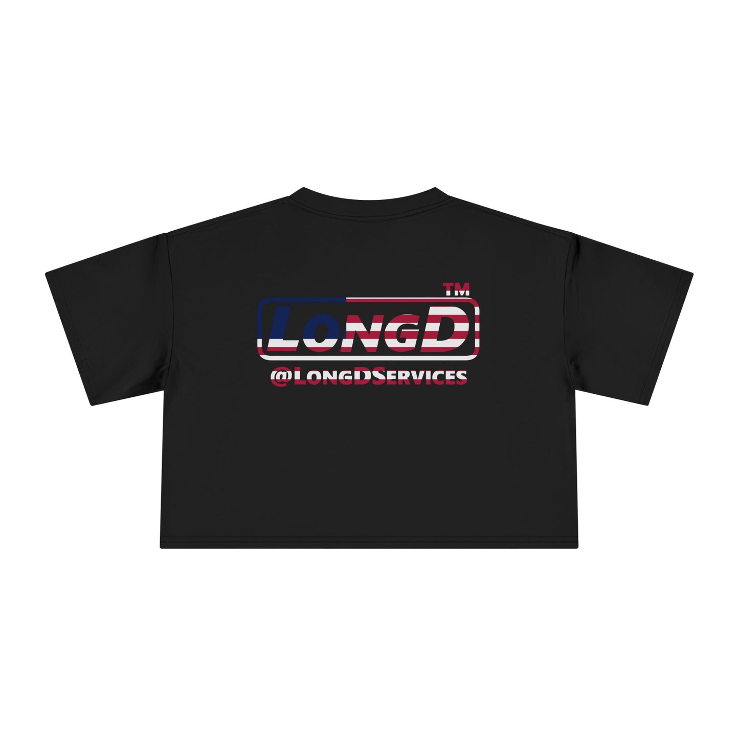 I firecracker LongD positive 2x5 double-breasted front-back Hyde Park Logo Crop Tee (Patriotic colors)