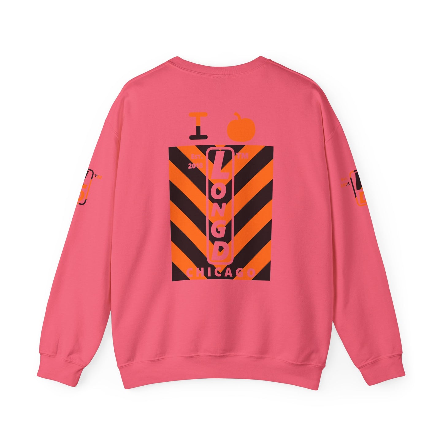 I pumpkin LongD Chicago negative upright downward chevron 4-print logo crewneck sweatshirt