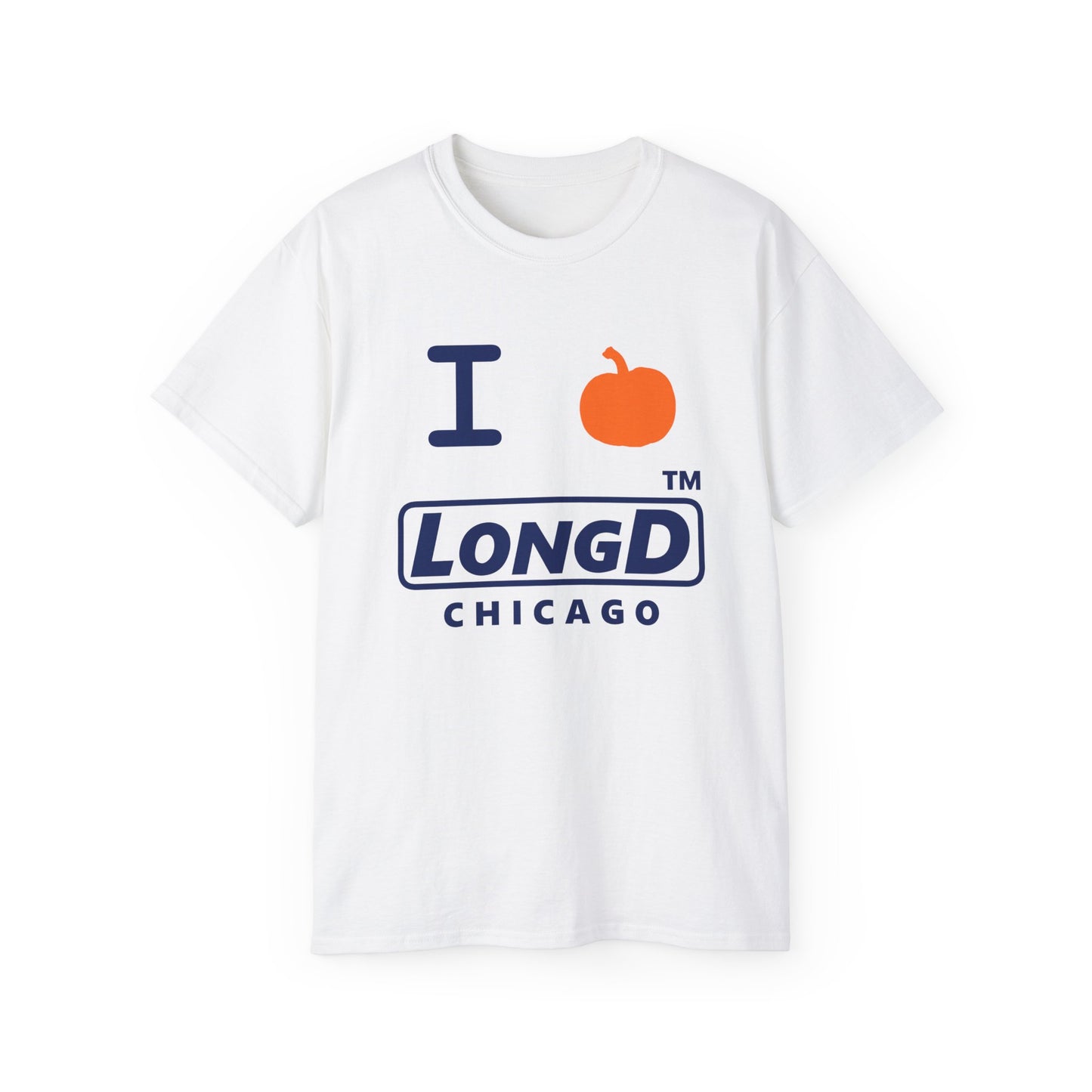 I Pumpkin LongD® Logo Cotton Tee positive blue basic Chicago logo
