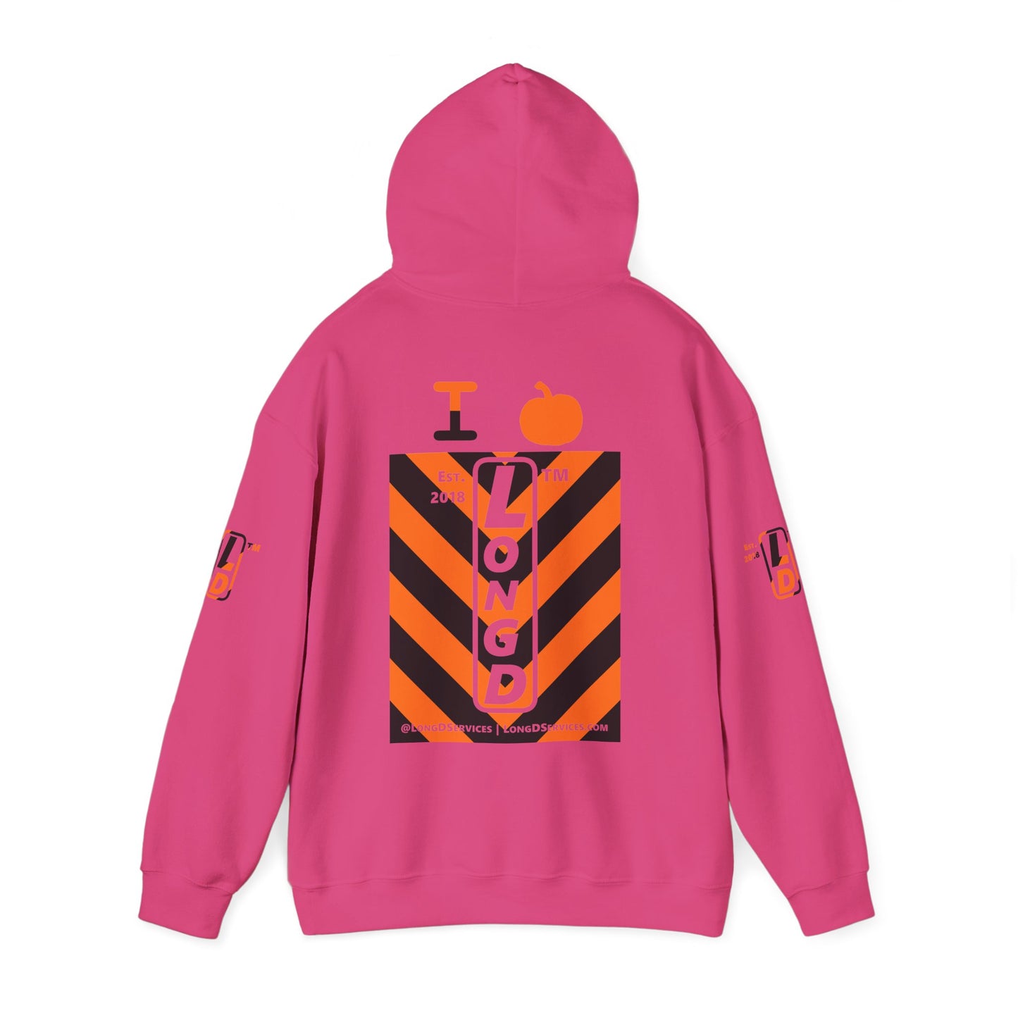I pumpkin LongD Tag-domain negative upright downward chevron 4-print logo hoodie