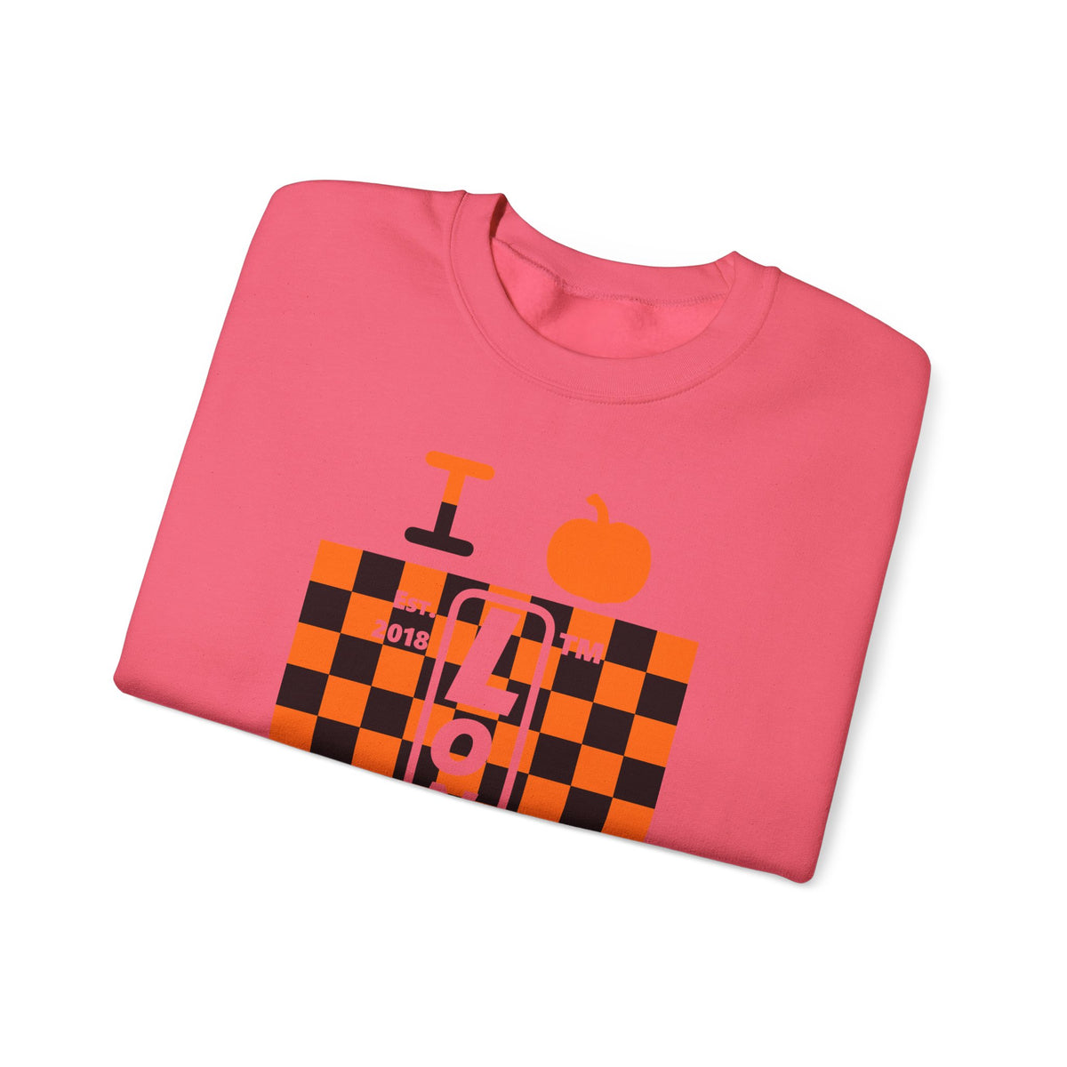 I pumpkin LongD Tag negative upright checkered logo crewneck sweatshirt
