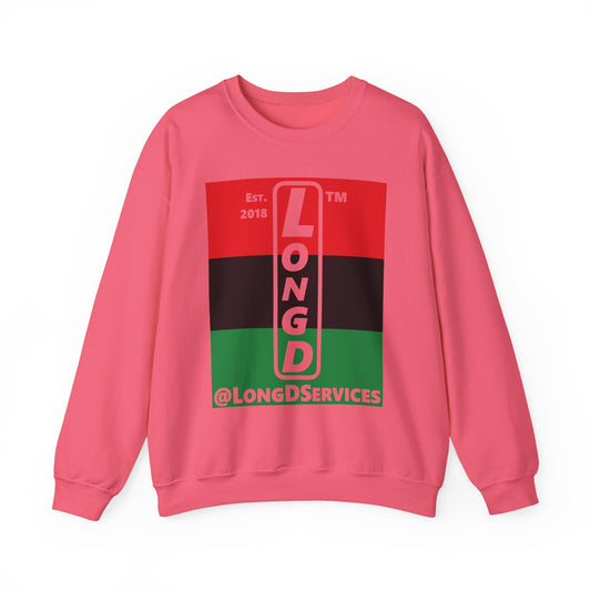 LongD negative horizontal 3-striped tag upright logo crewneck sweatshirt (Juneteenth colors)