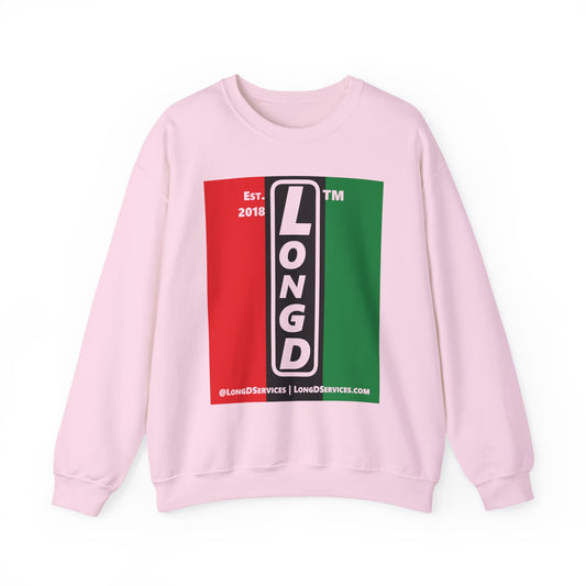 LongD negative vertical 3-striped tag-domain upright logo crewneck sweatshirt (Juneteenth colors)