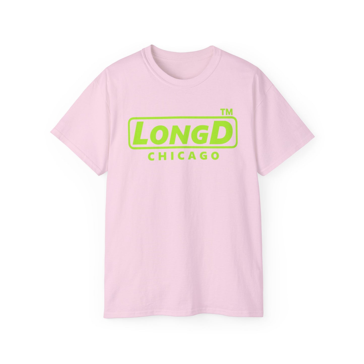 LongD® positive lime green Chicago Logo Cotton Tee