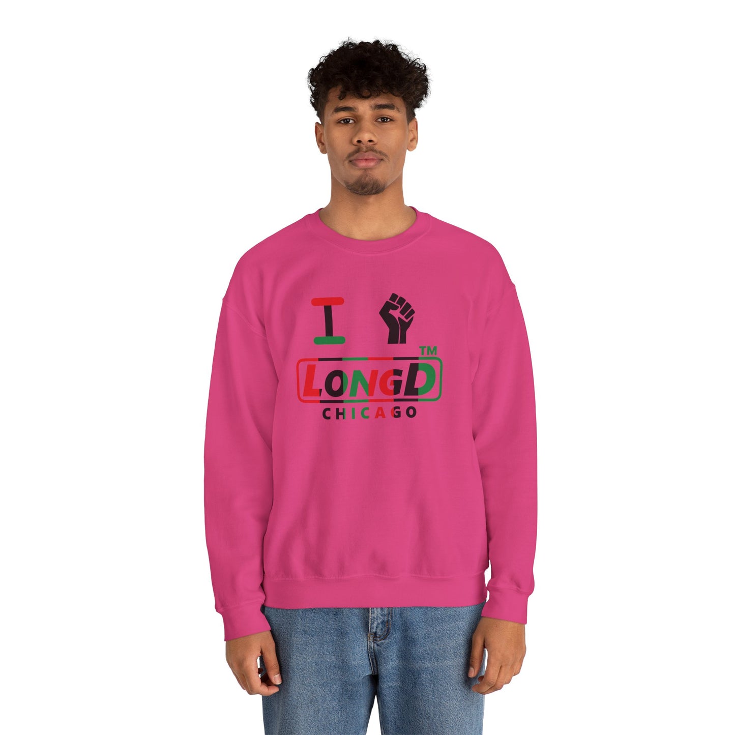 I fist LongD positive vertical 6-striped Chicago logo crewneck sweatshirt