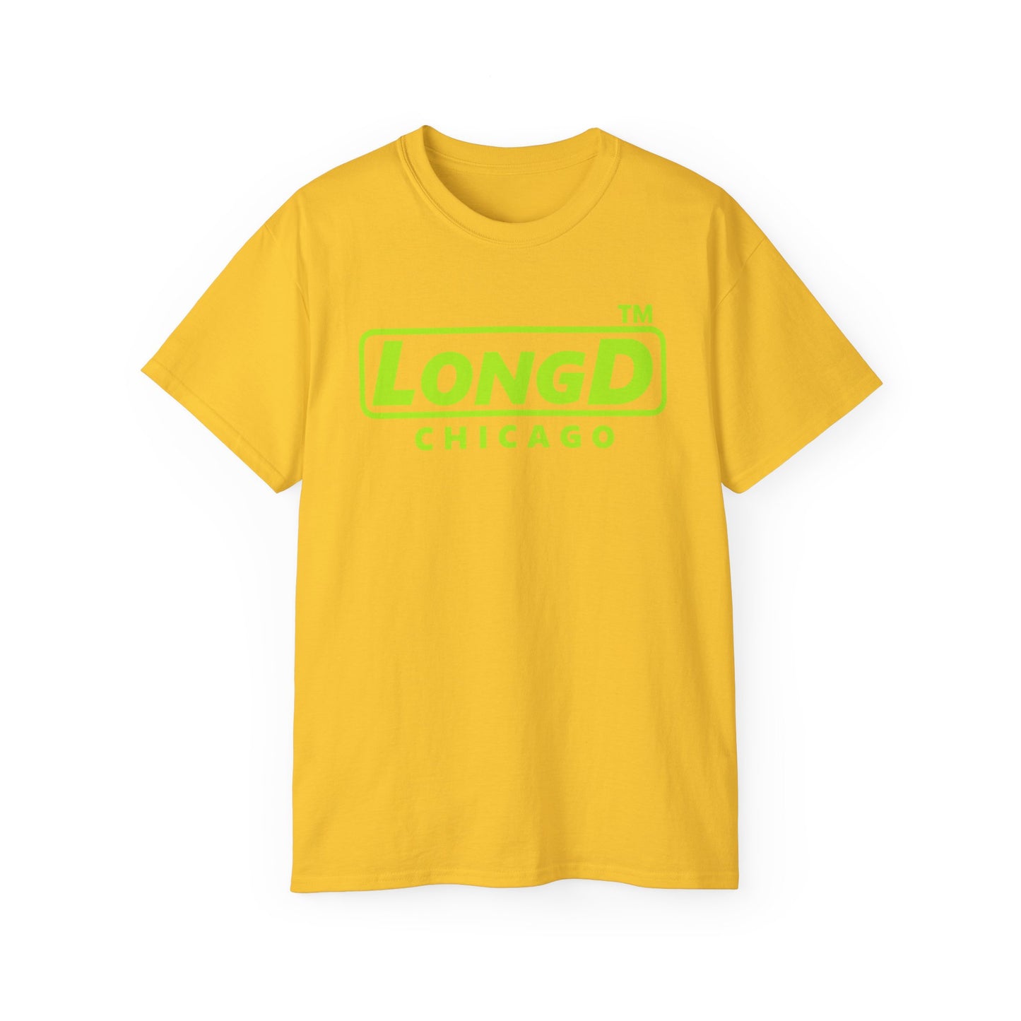 LongD® positive lime green Chicago Logo Cotton Tee