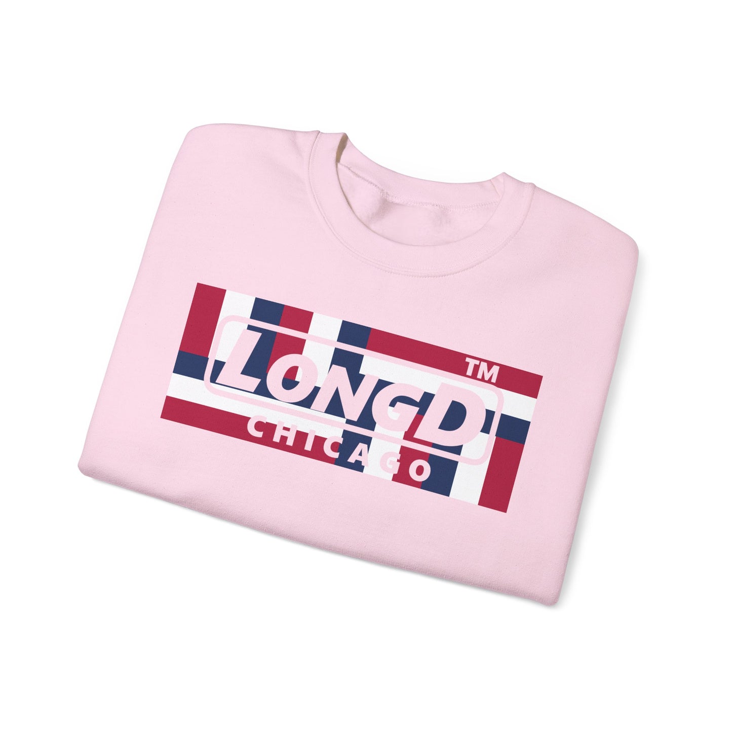 LongD negative modified windmill Chicago logo crewneck sweatshirt (patriotic colors)