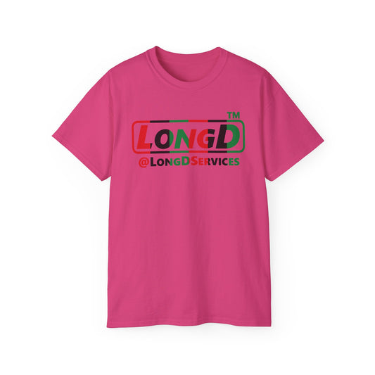 LongD positive vertical 6-striped tag logo cotton tee (Juneteenth colors)