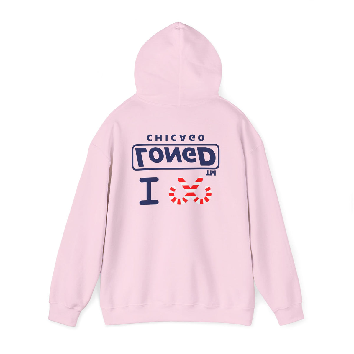 I candy cane LongD Chicago positive official basic navy front-back logo hoodie