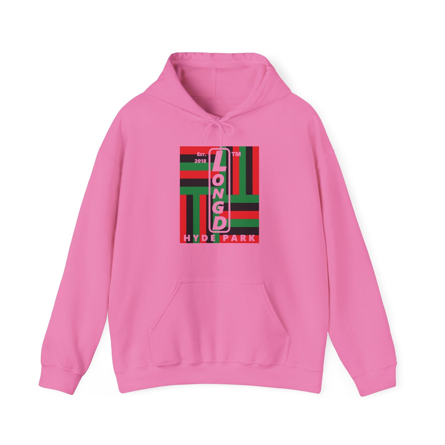 LongD® negative windmill upright Hyde Park logo hoodie (Juneteenth colors)