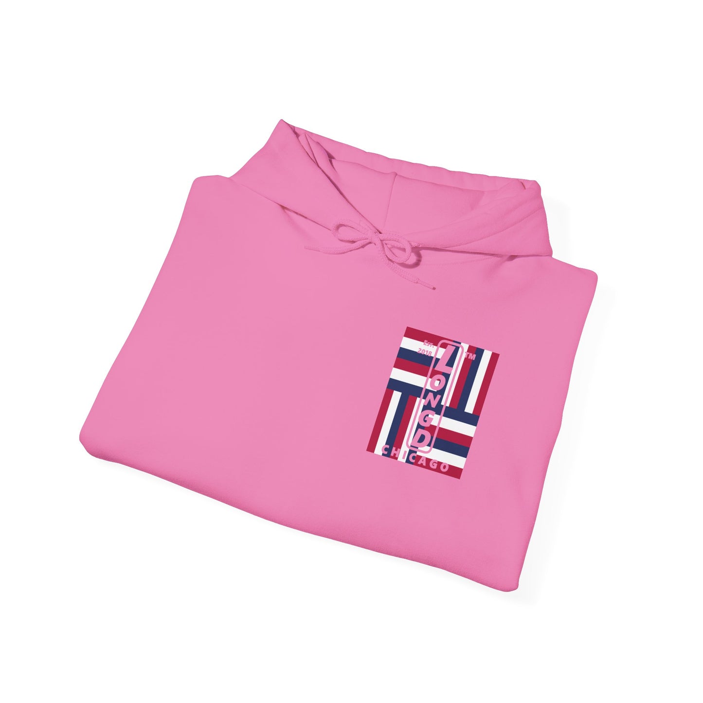 LongD single-breasted negative windmill front-back Chicago upright logo hoodie (Patriotic colors)