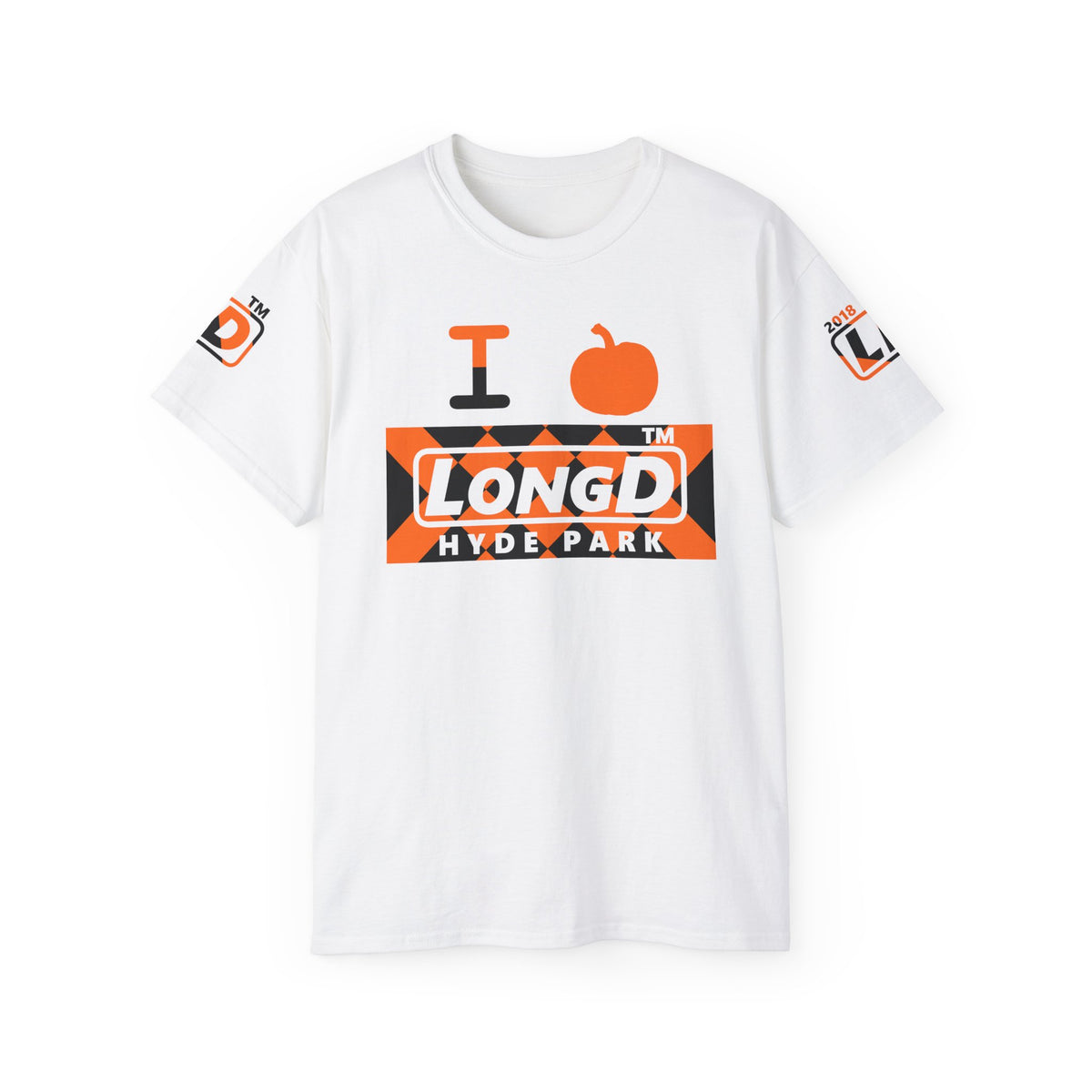 I pumpkin LongD Hyde Park negative stylized argyle 4-print logo cotton tee