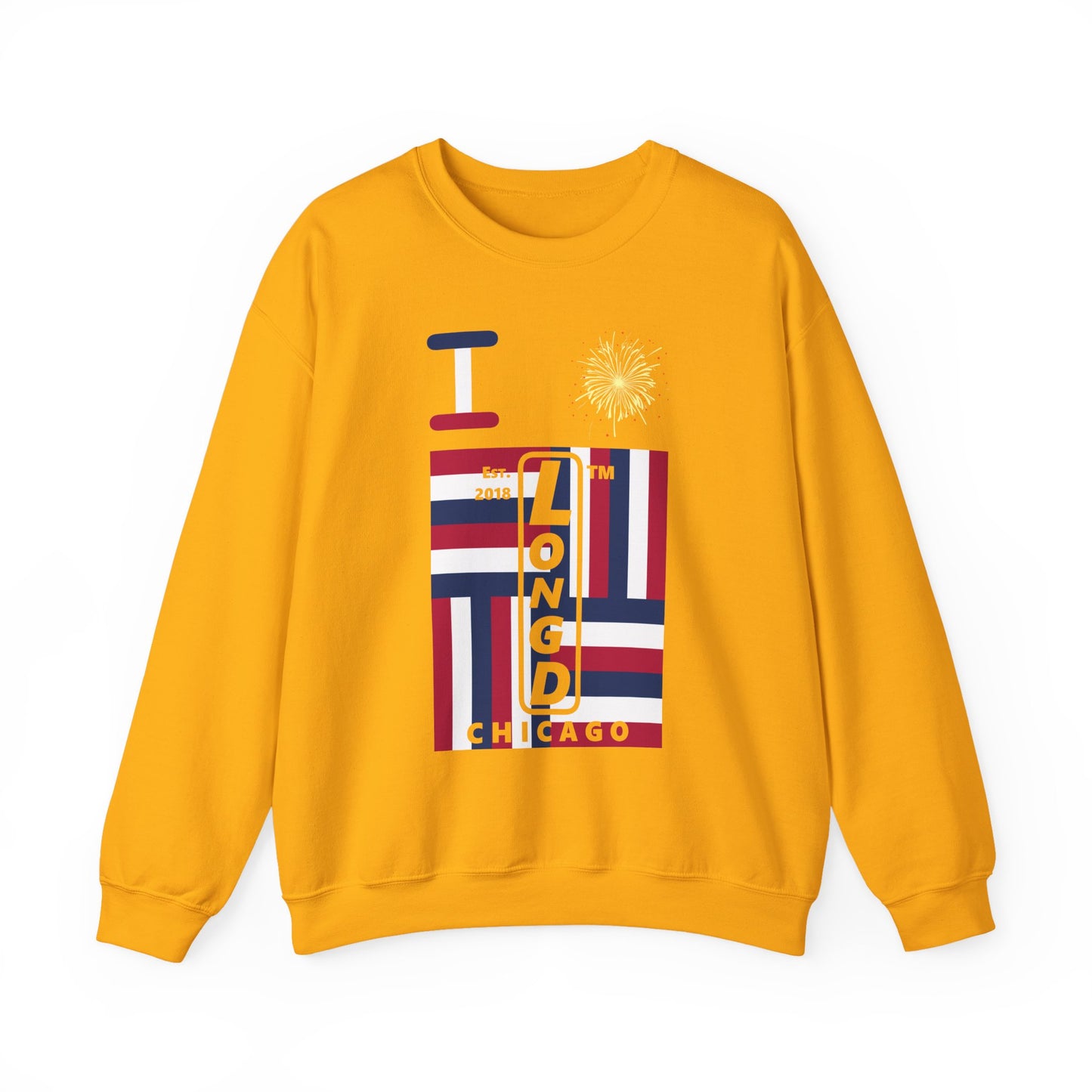 I Burst LongD negative windmill Chicago upright logo crewneck sweatshirt