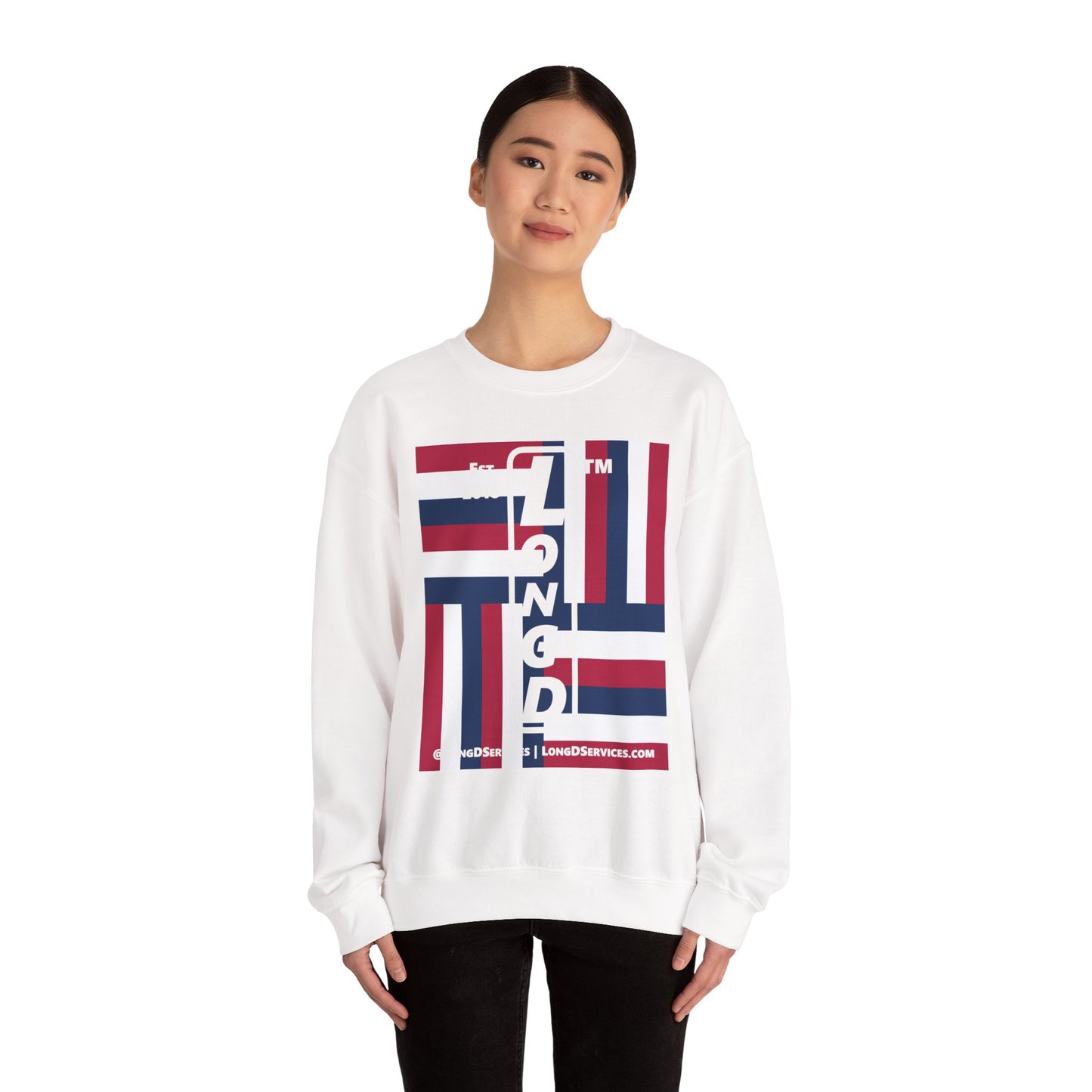 I Burst LongD negative windmill tag-domain upright logo crewneck sweatshirt