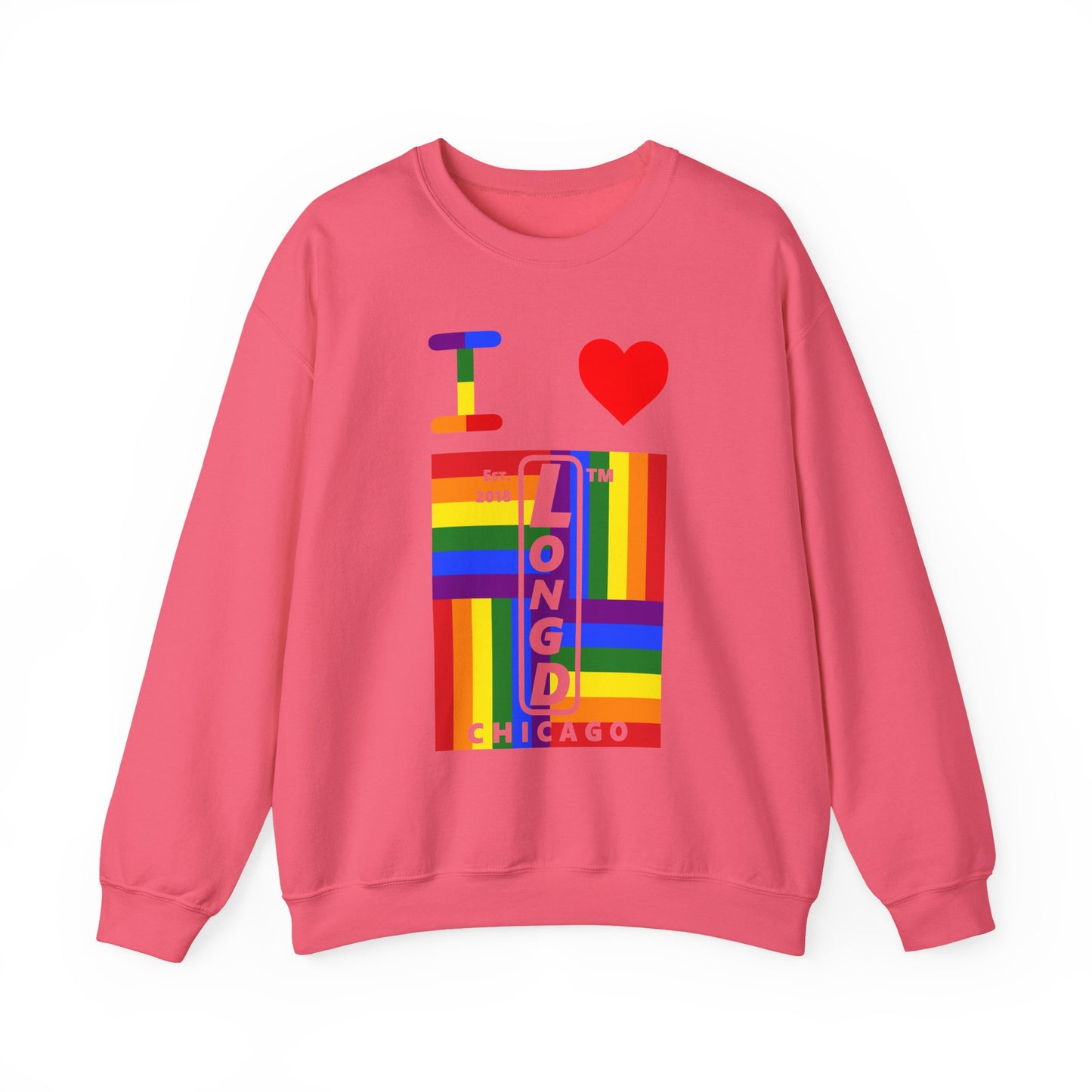 I Luv LongD negative windmill Chicago upright logo crewneck sweatshirt