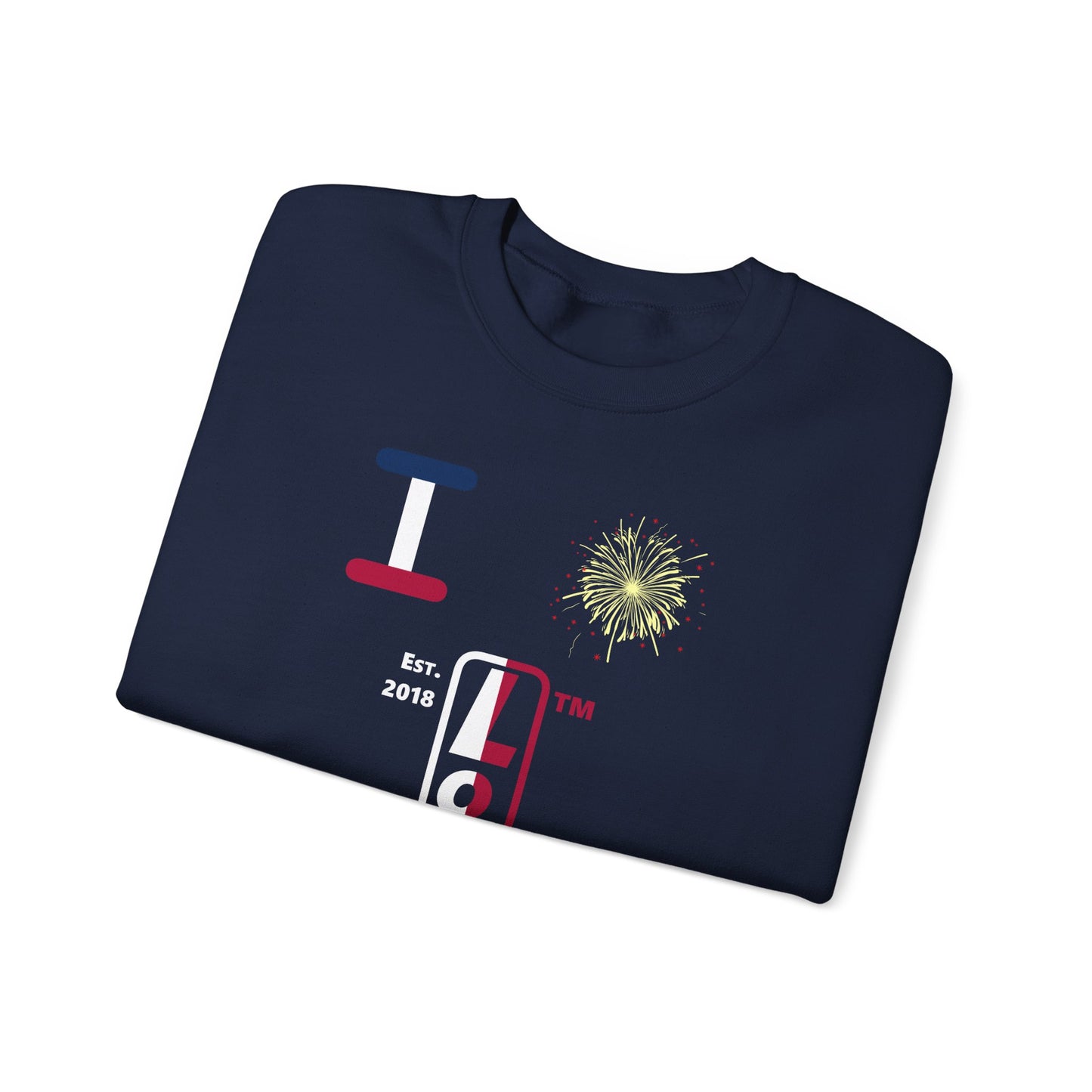 I Burst LongD positive quarters tag upright logo crewneck sweatshirt