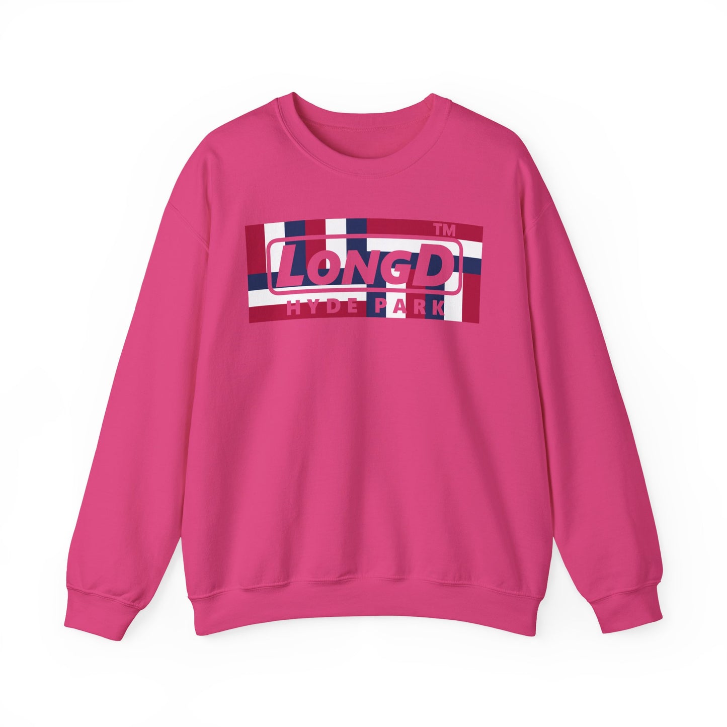 LongD negative modified windmill Hyde Park logo crewneck sweatshirt (patriotic colors)