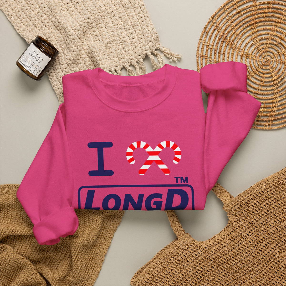 I candy cane LongD Hyde Park positive official basic navy front-back logo crewneck sweatshirt