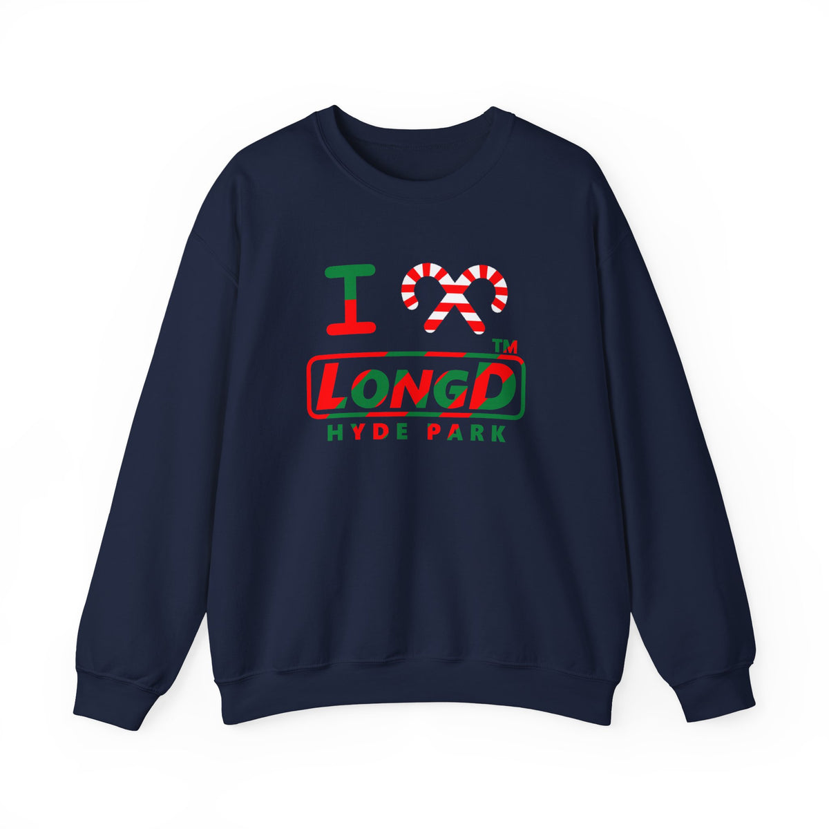 I candy cane LongD Hyde Park positive pixel-weighted 6-striped logo crewneck sweatshirt
