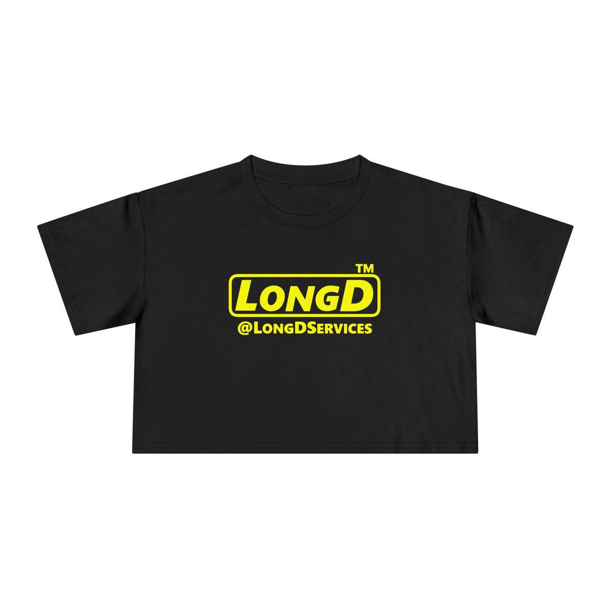 LongD Tag positive alternate basic Yellow (FFFF00) logo crop tee