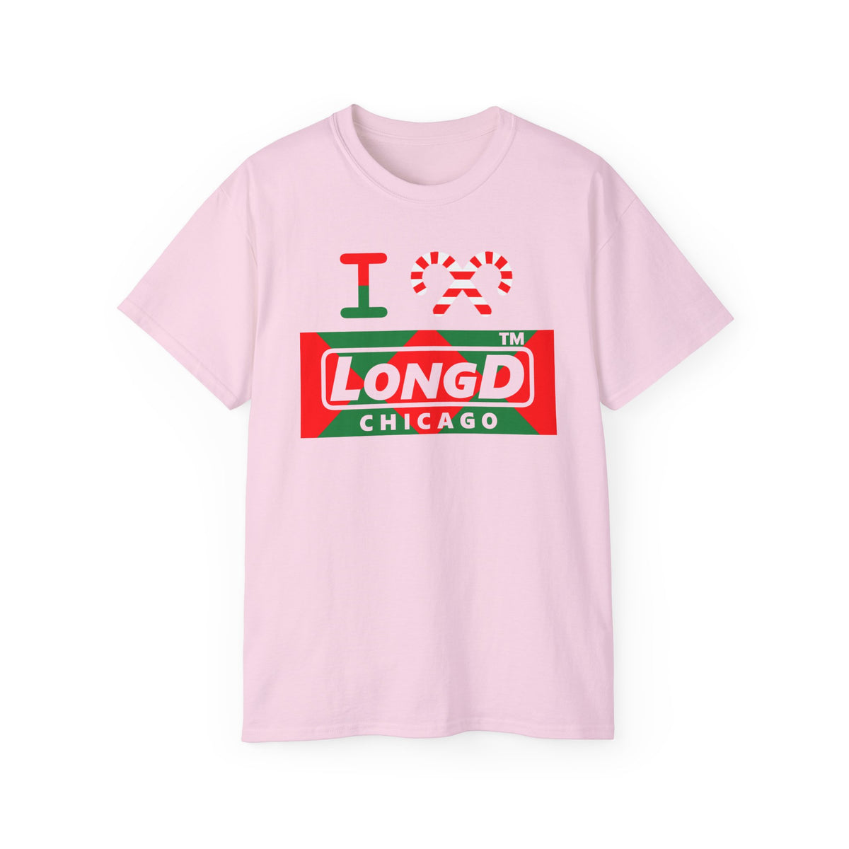 I candy cane LongD Chicago negative big argyle logo cotton tee