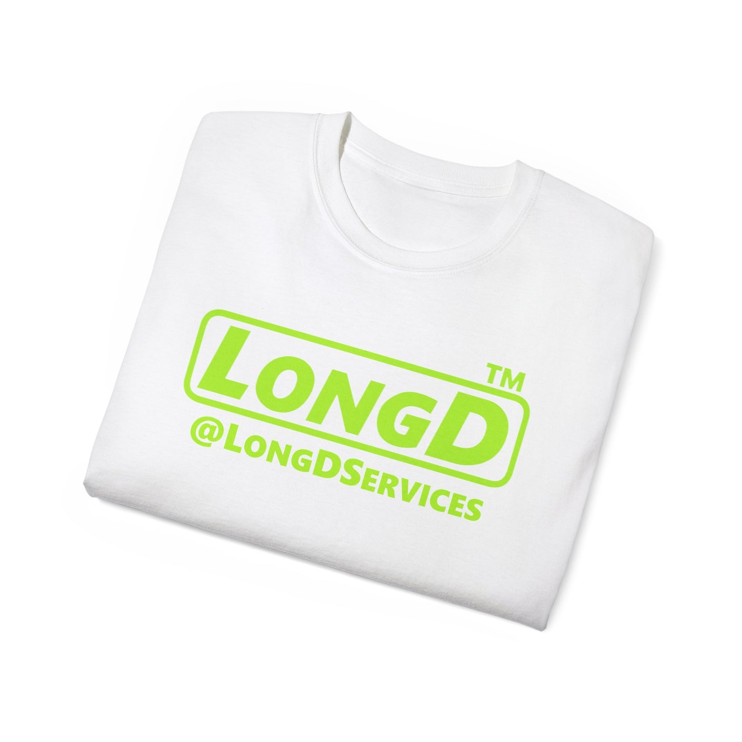 LongD® positive lime green Tag Logo Cotton Tee