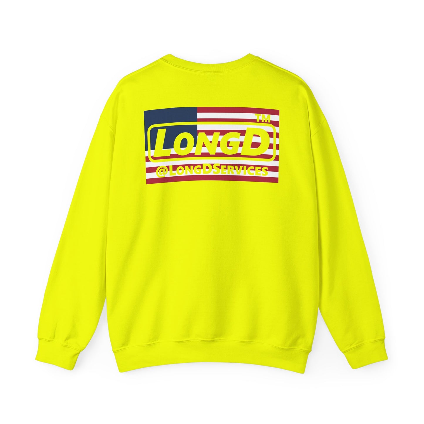 LongD negative flag front-back Hyde Park logo crewneck sweatshirt (patriotic colors)