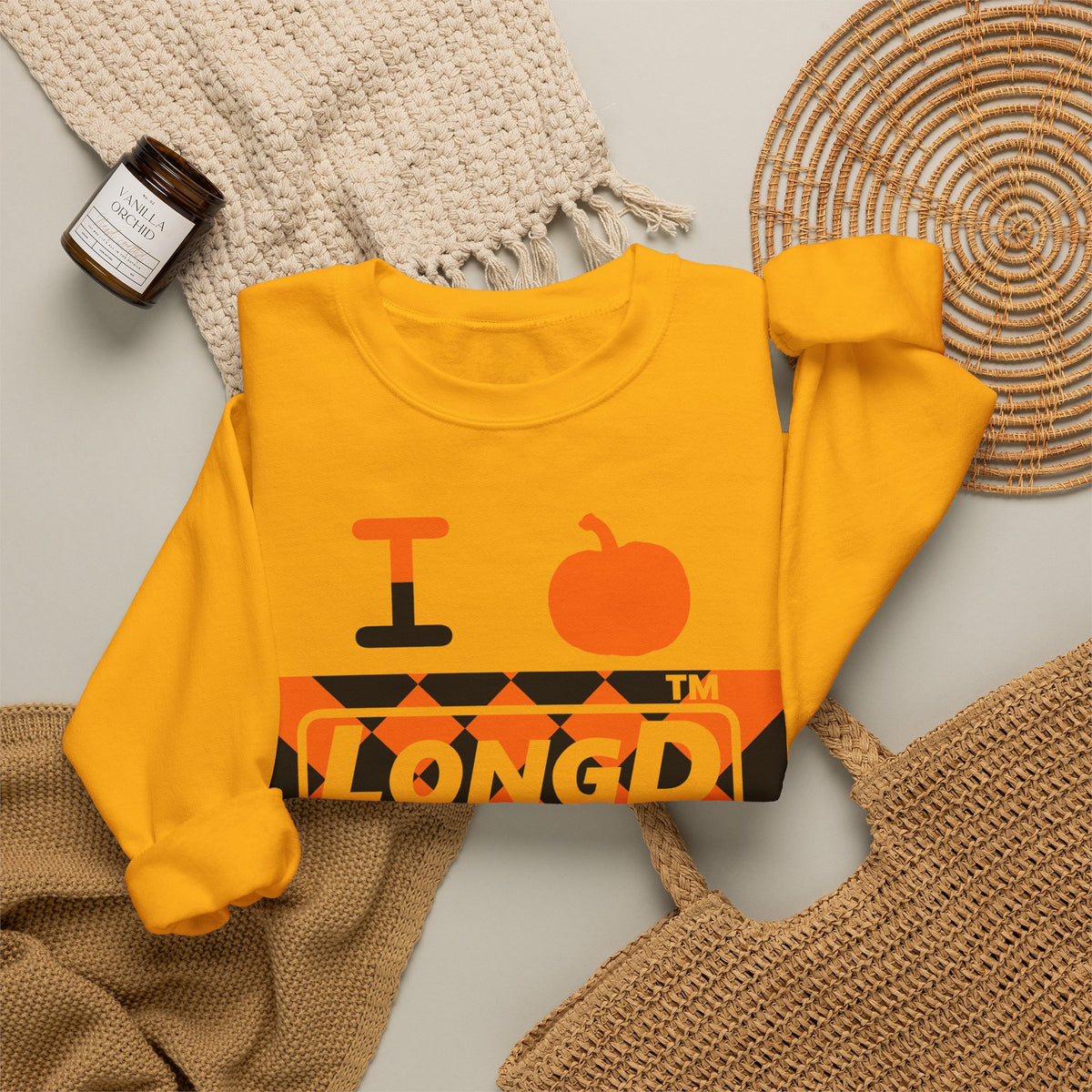 I pumpkin LongD Tag-domain negative stylized argyle 4-print logo crewneck sweatshirt