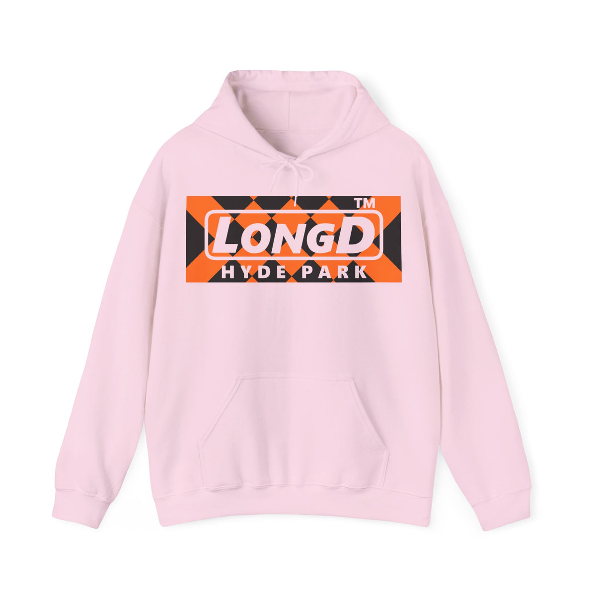 LongD Hyde Park negative stylized argyle logo (Halloween colors) hoodie